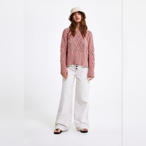 Zara women pink sweater